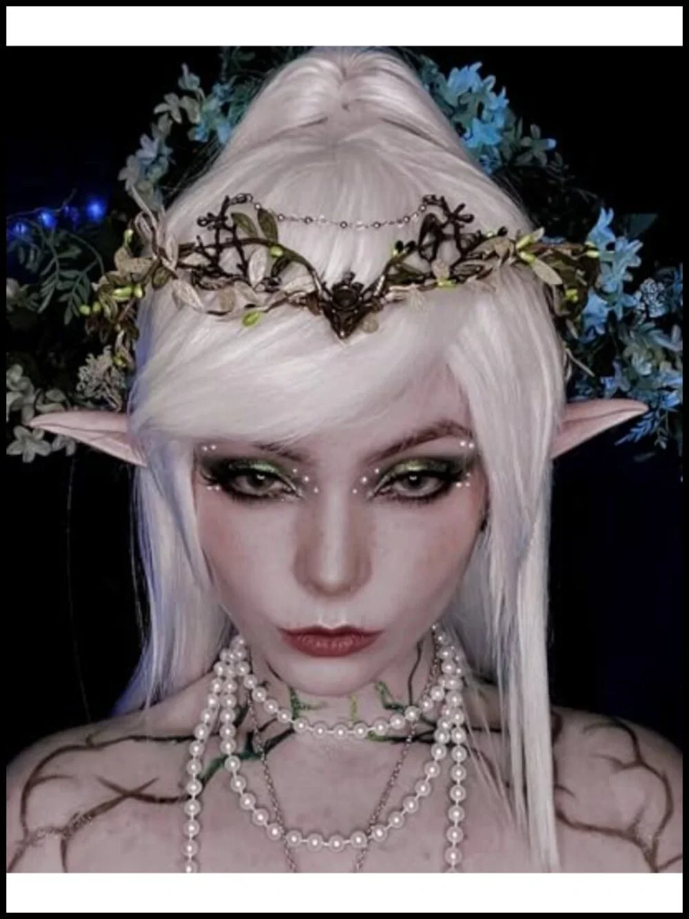 Handmade Forest Leaf Crown Elf Woodland Headpiece with Rhinestone Tassel for